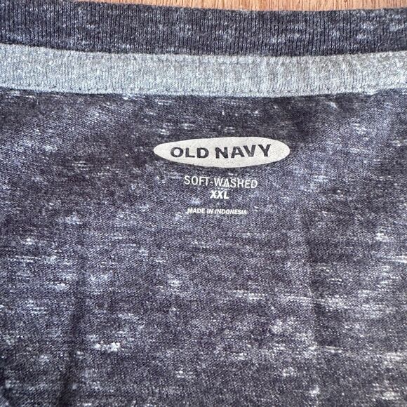 Old Navy Soft-Washed Henley Shirt XXL Dark Charcoal Long Sleeve Marled Knit - Picture 3 of 6